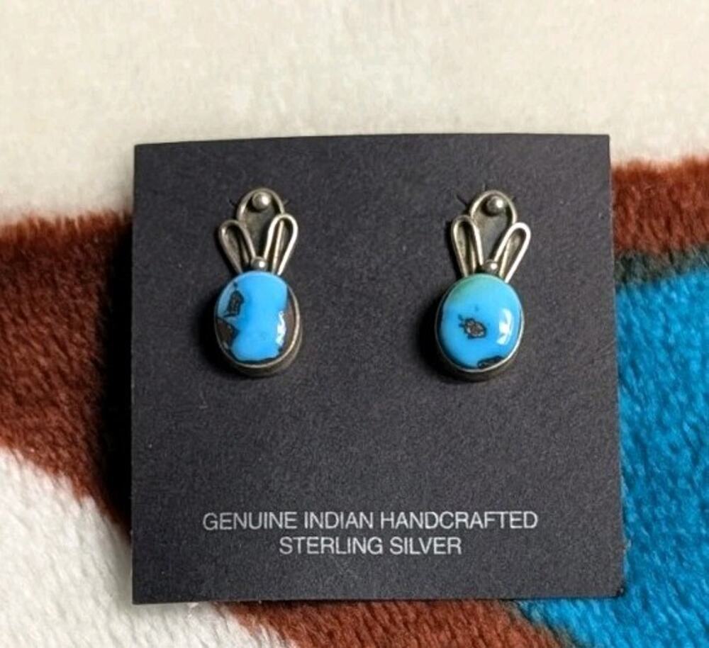 Vintage Navajo Sterling Silver and Turquoise Drop Earrings